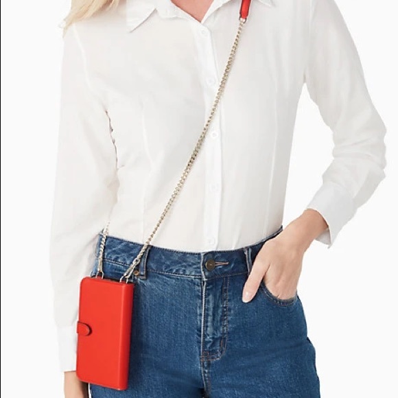 ♠️Kate Spade iPhone 12 Folio Case Chain Crossbody - Picture 15 of 15